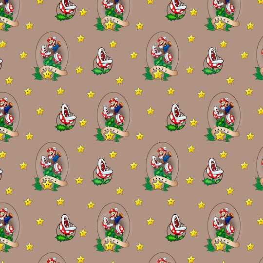 Nintendo® Super Mario Brown Lucky Mario Cotton Fabric